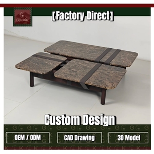 Table basse modulaire contemporaine GOLDKING en marbre brun veiné, design modulaire emboîtable, fabrication artisanale, OEM ODM direct - Product Image 1