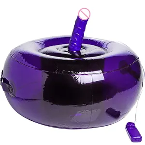 Eco-friendly PVC purple inflatable sex seat cushion with vibrating dong