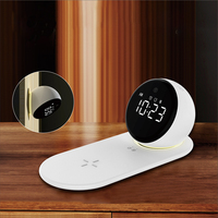 Draadloze Oplader Haan Voor Slaapkamer Bed Wekker Draadloos Oplaadstation Met Witte Ruis Bt Speaker Digitale Klok