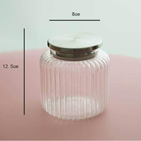 Pot en verre cylindrique à large ouverture de grande capacité pour noix et fruits, pour la cuisine domestique, 500 ml (16 oz), avec couvercle en acier inoxydable