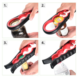 Multifunctional Bottle Opener Can Opener 4 In 1 Non Slip Lid Screw On Function Irregular Shape PP <b>Material</b> - Product Image 3