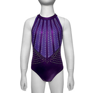 Leotardo de <span class=keywords><strong>gimnasia</strong></span> de competición con diamantes de imitación negros, leotardo de Ballet para niña, leotardo de <span class=keywords><strong>gimnasia</strong></span> artística sin mangas - Product Image 4