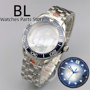 Bộ dụng cụ sửa chữa đồng hồ Bliger toàn diện Bộ mặt số vỏ 41mm với viền gốm màu xanh lam và dây đeo bằng thép - Product Image 5