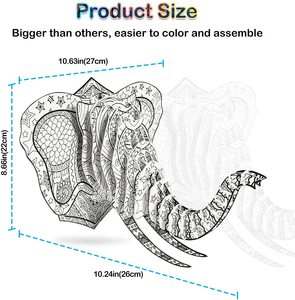 <span class=keywords><strong>Puzzle</strong></span> de coloriage <span class=keywords><strong>3D</strong></span>, ensemble de <span class=keywords><strong>puzzle</strong></span> de peinture créative DIY avec 10 stylos de coloriage, cadeau d'artisanat artistique amusant pour les enfants - Éléphant - Product Image 4