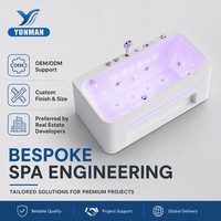 Baignoire hydromassante en acrylique de fabrication industrielle, design rectangulaire moderne, écologique, portable, baignoire spa autoportante, massage par remous