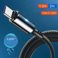 Cable Tipo C de Alta Calidad, Carga Rápida de 5A, Conductor de Cobre Puro, Trenzado de Nailon, Luz Indicadora para iPhone