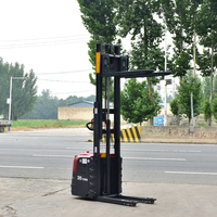 Chariot élévateur transpalette électrique 1 tonne avec fourches de 1220 mm, batterie au plomb, déplaceur latéral pour manutention en entrepôt