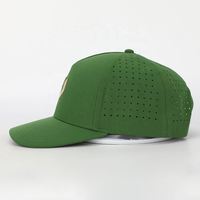 Casquette de golf 5 panneaux en polyester 100% imperméable avec logo personnalisé en relief, ajustable, perforations découpées au laser, haute qualité, vente en gros