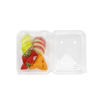 PLA Biologisch afbreekbare opvouwbare transparante clamshell plastic doos met scharnier, BPI gecertificeerd, 250g, voor afhaalfruitverpakkingen, merk HXH