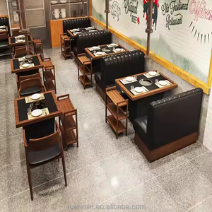 कस्टम रेस्तरां फास्ट फूड कॉफी कैफे बूथ सोफा आधुनिक ब्लैक नाइट क्लब फर्नीचर चमड़े बूथ सीट - Product Image 4