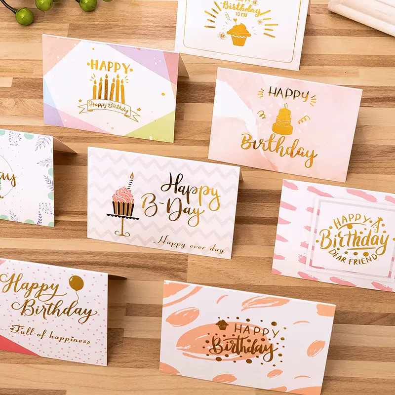 Buste di carta stampate di auguri di marca personalizzata piccole cartoline di ringraziamento stampa dello schermo carta Kraft formato personalizzato