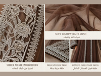 Abaya Dubaï en polyester YSYL, deux pièces, col carré avec broderie et strass, vêtements islamiques modestes pour l'Aïd et les grands événements