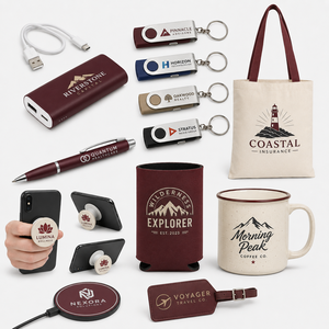 Lot de souvenirs pour exposition professionnelle : Power Bank, Stylo USB, Mug, Articles promotionnels portables imprimés numériquement pour événements - Product Image 1