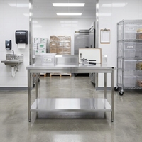 Table de préparation et de travail en acier inoxydable 201/304 robuste pour cuisine commerciale avec revêtement autonettoyant pour restaurants et hôtels