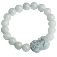 Bracelet Pixiu porte-bonheur en jadéite de qualité supérieure pour femme, style ethnique, bijoux fins perlés avec perles de jadéite de Birmanie naturelle effet glace