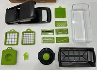 Coupe-légumes et fruits multifonctionnel en acier inoxydable vert, 16 pièces, hachoir à feuilles 14/16, trancheuse à oignon, plastique ABS durable