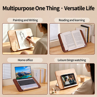 Support de livre en bois massif pour la lecture, support de livre réglable, support de livre de cuisine pliable avec pinces de maintien des pages, support de présentation pour le bureau