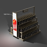 Présentoir à Bouteilles Premium à Niveaux avec Finition Personnalisable et Boîte à Lumière Latérale