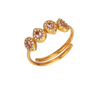 Bague ajustable ouverte en acier inoxydable 316L, hypoallergénique et étanche, incrustée de zircon bleu, bijou de mode pour femme