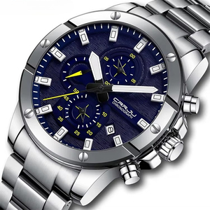 Montre chronographe sport haut de gamme pour homme, 3 aiguilles, affichage du calendrier, acier inoxydable, étanche, lumineuse, quartz, pour affaires - Product Image 1