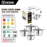 Nouvel arrivage Yuedisi : Batterie de cuisine en acier inoxydable 304, fond triple couche, compatible induction, ensemble de 8 casseroles et faitouts avec couvercles de qualité.
