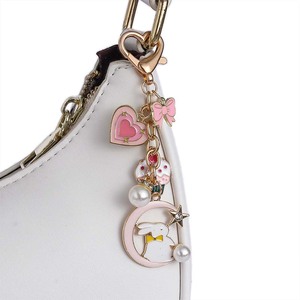 Llavero de Esmalte con Forma de Pastelito de Perla de Dibujos Animados, Lazo Rosa, Corazón, Conejito Encantador, Amuletos <span class=keywords><strong>para</strong></span> Mochila, Anillo <span class=keywords><strong>para</strong></span> Llaves <span class=keywords><strong>para</strong></span> Mujeres y Niñas, Regalo Hecho a Mano - Product Image 2