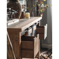 Table console rustique en bois massif et métal avec étagère pour salon, chambre, appartement - Design antique contemporain