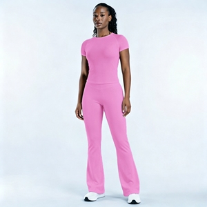 L-03 Nuevo Conjunto de Yoga para Mujer, Conjunto de Pantalones Acampanados para Gimnasio y Fitness, <span class=keywords><strong>Ropa</strong></span> Deportiva para Correr, <span class=keywords><strong>Ropa</strong></span> Deportiva sin Costuras, <span class=keywords><strong>Ropa</strong></span> Deportiva Mujer - Product Image 4