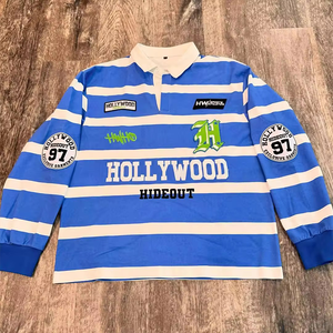 Maglia Rugby personalizzata da uomo 250 Gsm manica lunga per <span class=keywords><strong>Polo</strong></span> <span class=keywords><strong>con</strong></span> ricamo serigrafia T-Shirt a righe squadrate - Product Image 2