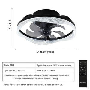 พัดลมเพดาน LED ราคาประหยัด พร้อมมอเตอร์ DC และรีโมทคอนโทรล สำหรับใช้ในบ้าน ปรับความเร็วได้หลายระดับ - Product Image 4