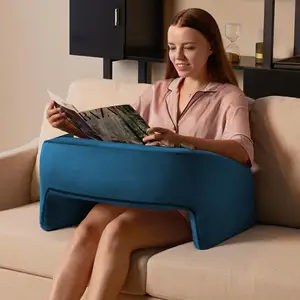 Bed Working Arm Rest Pillow Memory Foam Bed Rest Soft Lap Desk Reading Pillow With Pocket
