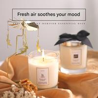 Vela Aromática de Vidrio de Lujo Personalizada con Tapa de Lazo, Aroma Pera Inglesa y Fresia, Caja de Regalo, Marca Privada OEM para Decoración del Hogar y Venta al por Menor