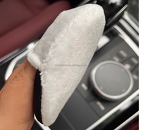 Applicateur de cire en velours pour detailing automobile OEM, éponge douce en microfibre à motif bloc pour le cirage de carrosserie, modèle ZTPM14