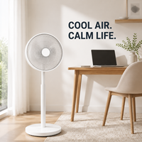 Ventilateur oscillant 3D de 14 pouces avec moteur DC, 12 vitesses, mode veille, 7 pales, circulateur d'air sur pied 2-en-1 pour toute la maison, alimenté par batterie