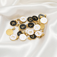 Nouvelle Mode 18k Plaqué Or En Acier Inoxydable Émail A-Z Alphabet Lettre Charme Pendentif pour Collier Fabrication de Bijoux