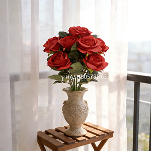 Ramo de Rosas Blancas Artificiales Premium, 9 Flores con Hojas y Espinas, Ramo de Rosas Artificiales para Bodas, Eventos, Ramos y Decoración del Hogar - Product Image 3