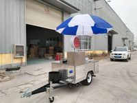 Chariot de vente de hot-dogs miniature remorquable, design mignon, remorque alimentaire, stand de hot-dogs mobile sur roues avec grill à vendre