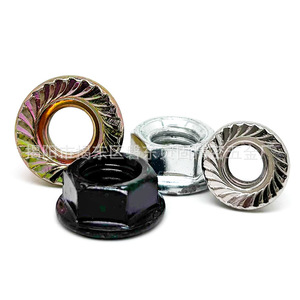Écrou à bride métrique M3M4M5M6M8M10M12M14M16 en acier au carbone uni de grade A, antidérapant, à verrouillage, à tête hexagonale avec rondelle - Product Image 1
