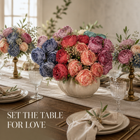 Bouquet de fleurs artificielles pivoine et ranunculus à 7 têtes en tissu brossé, finition flamme, pour arrangement de table intérieur, style nordique Instagram