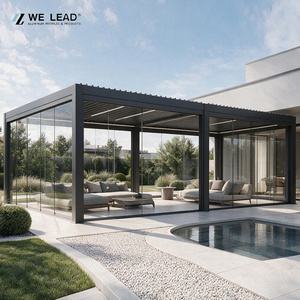 Custom Length Motorized Bioclimatic Aluminum Pergola <b>Gazebo</b> Louver Roof Waterproof Nature-Friendly Screen for Large-Scale - Product Image 2