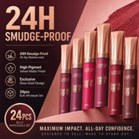 FLOWER SECRET Rouge à lèvres liquide mat velours de luxe, tenue 24H, couleur intense et lisse, 6 couleurs, marque privée, OEM recherché