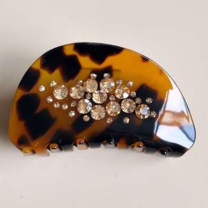 Pince à cheveux en acétate élégante et brillante avec strass en diamant, accessoires capillaires en cristal pour l'industrie lourde française - Product Image 2