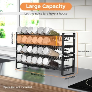 Metal Empilhável Spice <span class=keywords><strong>Rack</strong></span> Wall Mount Countertop Spice <span class=keywords><strong>Rack</strong></span> Organizador De Armazenamento Prateleira para Cozinha <span class=keywords><strong>4</strong></span>-Tier Spice Organizer <span class=keywords><strong>Rack</strong></span> - Product Image 2
