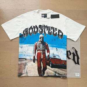 T-shirts décontractés d'été pour hommes, 100 % coton, coupe ample, à manches courtes, imprimés tendance Série Enfer et Étoile, vente directe usine NFC - Product Image 1