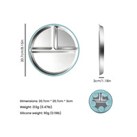 Assiettes Blanches pour Enfants avec Manches en Silicone, Assiettes Bébé Antidérapantes à Compartiments avec Ventouse pour Micro-ondes, Contenant Alimentaire pour Tout-petits