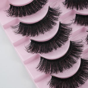 Full Volume 3D 5D Deep Wave False Eyelashes Real Full <b>Strip</b> Lashes <b>Plastic</b> Cotton Band 1 Tray Wholesale Natural Eyelashes - Product Image 2