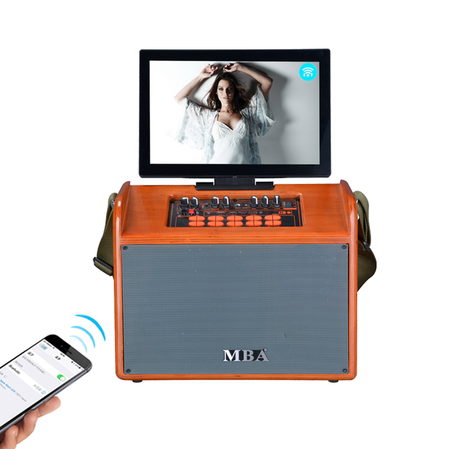 Karaoke Speaker Wooden Outdoors Music Video Speakers with Touch LCD Screen /Youtube Plays Directly /Wifi Speaker Mobile Phone