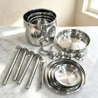 Ensemble de 9 casseroles en acier inoxydable détachables de haute qualité pour l'exportation, ensemble de casseroles africaines de forme incurvée, casserole de forme incurvée
