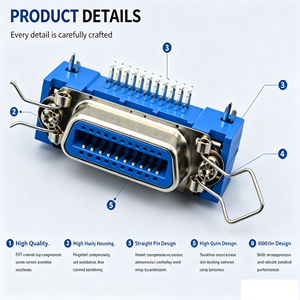 Connecteur parallèle 14-64 broches Champ, droit, à montage sur circuit imprimé, en aluminium, femelle, avec verrouillage par loquet, indice de protection IP68, modèle XPB 57BR - Product Image 2
