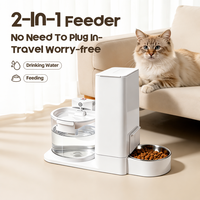 Distributeur automatique d'eau et de nourriture pour animaux de compagnie 2 en 1, fontaine à eau pour chat à température constante, bol à eau pour chien sans fil alimenté par batterie